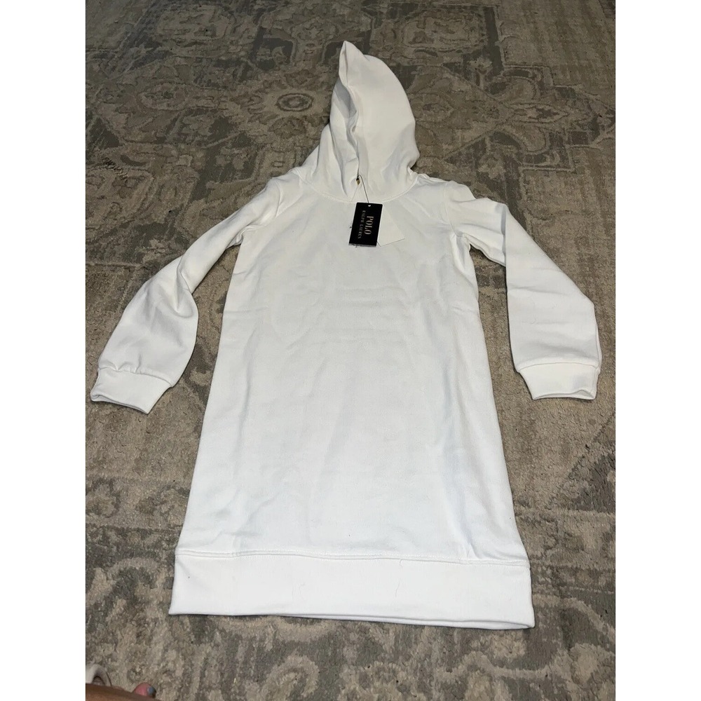 New Polo Ralph Lauren youth Girls  hoodie‎ Dress size 5 youth White Big Pony